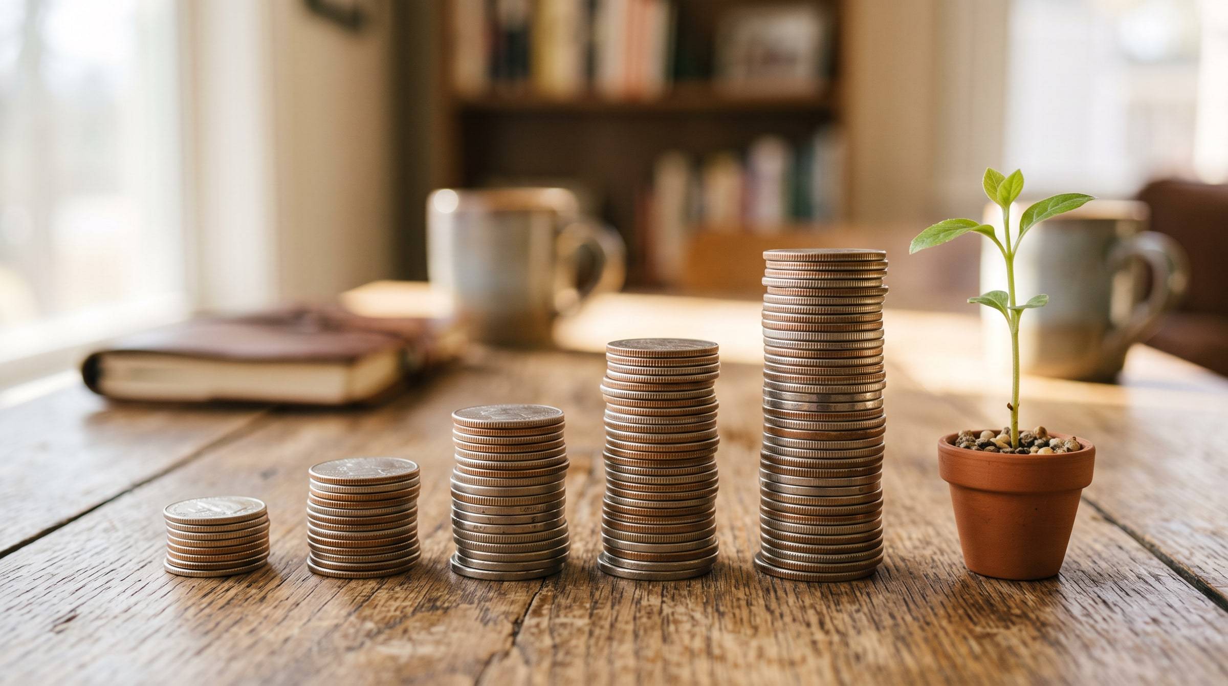 Monedas apiladas en orden ascendente